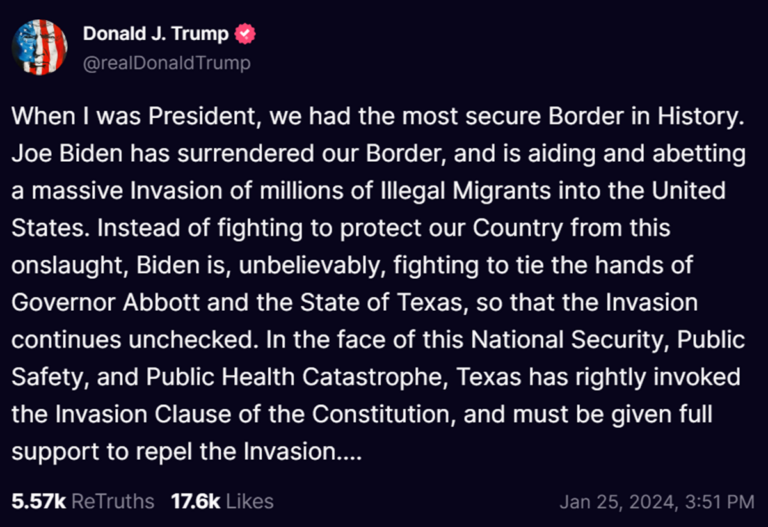 Trump’s Border Battle Cry: Calls On All Willing States to Deploy National Guard To Help Texas In Border Fight Against The Feds